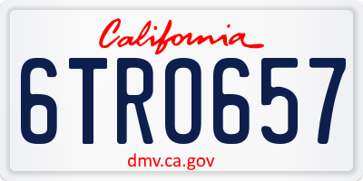 CA license plate 6TRO657