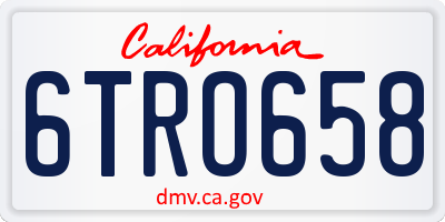CA license plate 6TRO658