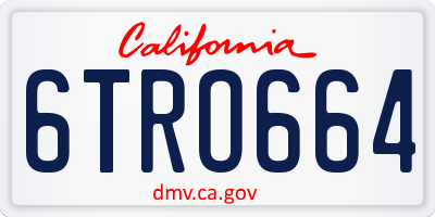 CA license plate 6TRO664