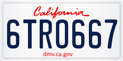 CA license plate 6TRO667