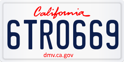 CA license plate 6TRO669