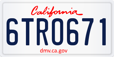 CA license plate 6TRO671
