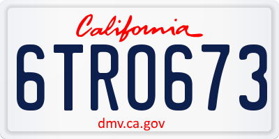 CA license plate 6TRO673