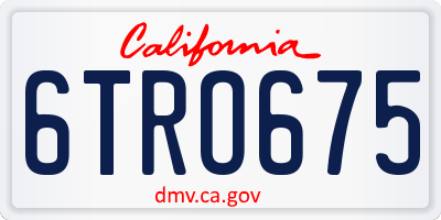 CA license plate 6TRO675