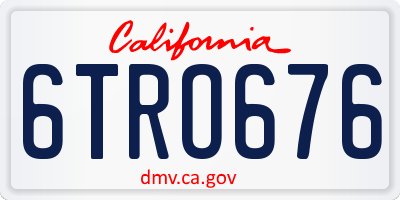 CA license plate 6TRO676