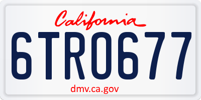 CA license plate 6TRO677