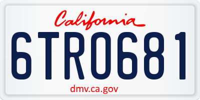 CA license plate 6TRO681