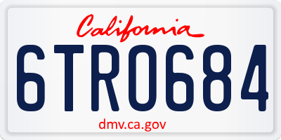 CA license plate 6TRO684