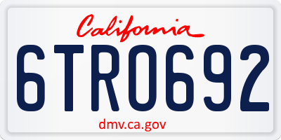 CA license plate 6TRO692