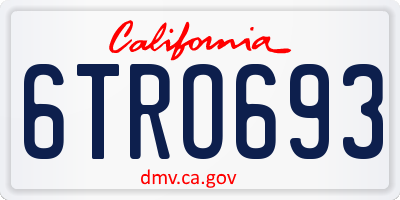 CA license plate 6TRO693