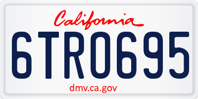 CA license plate 6TRO695