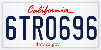 CA license plate 6TRO696