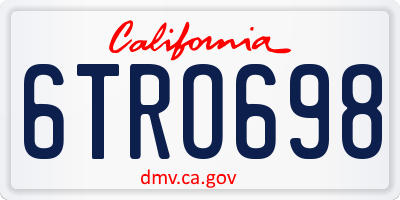 CA license plate 6TRO698