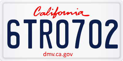 CA license plate 6TRO702