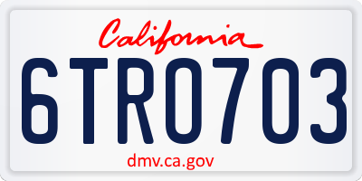 CA license plate 6TRO703