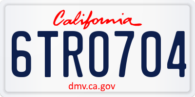 CA license plate 6TRO704