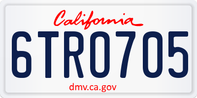 CA license plate 6TRO705