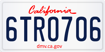 CA license plate 6TRO706