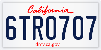CA license plate 6TRO707