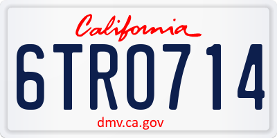 CA license plate 6TRO714