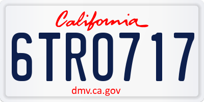 CA license plate 6TRO717