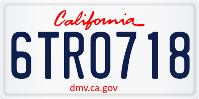 CA license plate 6TRO718