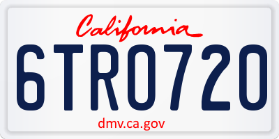 CA license plate 6TRO720