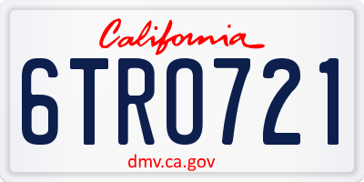 CA license plate 6TRO721