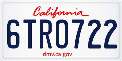 CA license plate 6TRO722