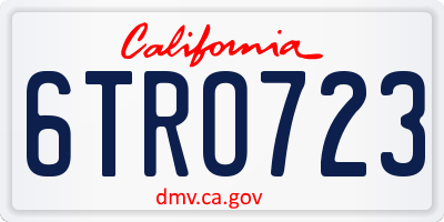 CA license plate 6TRO723