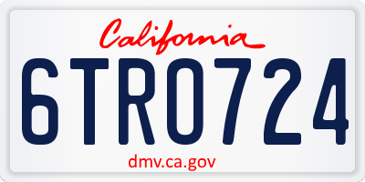 CA license plate 6TRO724