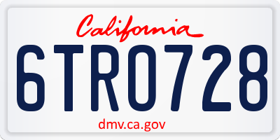 CA license plate 6TRO728