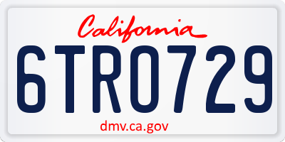 CA license plate 6TRO729