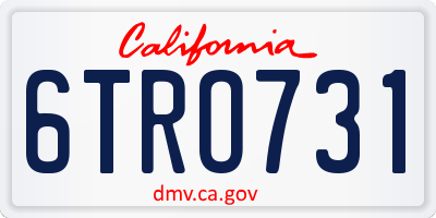 CA license plate 6TRO731