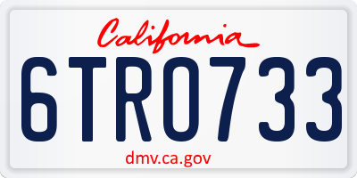 CA license plate 6TRO733