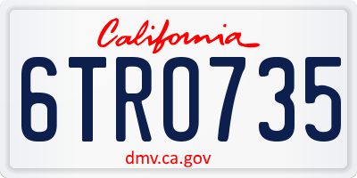 CA license plate 6TRO735