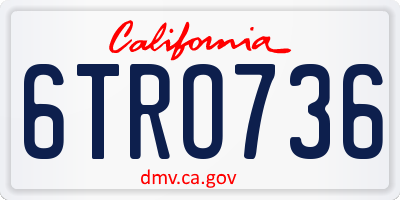 CA license plate 6TRO736