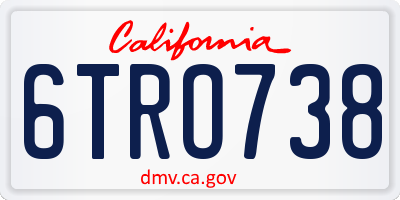 CA license plate 6TRO738