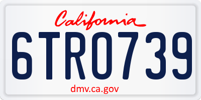 CA license plate 6TRO739