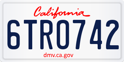 CA license plate 6TRO742
