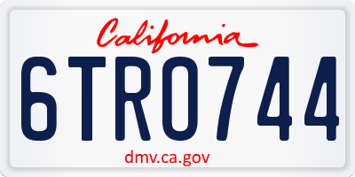 CA license plate 6TRO744