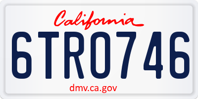 CA license plate 6TRO746