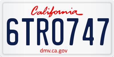 CA license plate 6TRO747