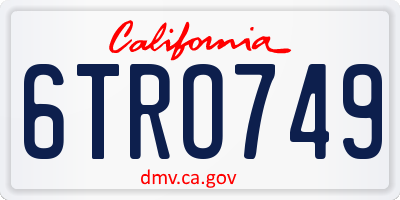 CA license plate 6TRO749
