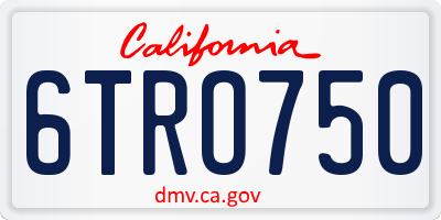 CA license plate 6TRO750