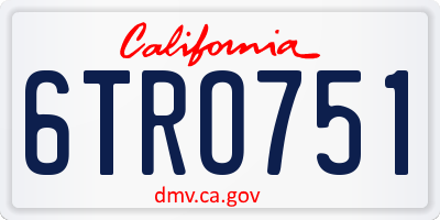 CA license plate 6TRO751