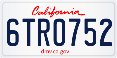 CA license plate 6TRO752
