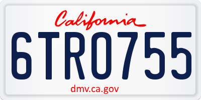 CA license plate 6TRO755