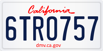 CA license plate 6TRO757