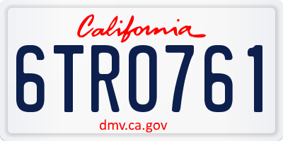 CA license plate 6TRO761
